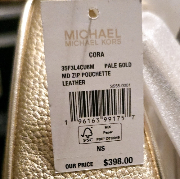 MICHAEL KORS Cora Medium Metallic Leather Shoulder Bag Gold - Picture 4 of 9